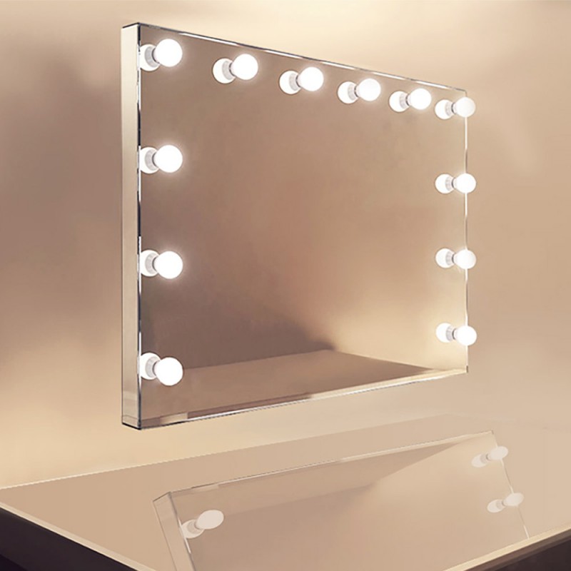 Καθρέπτης ΙΝΟΧ 90x70cm με φωτισμό για μακιγιάζ Hollywood make up κρεμαστός