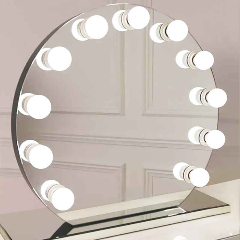  Round stainless steel mirror Ø80cm with lighting for Hollywood make-up