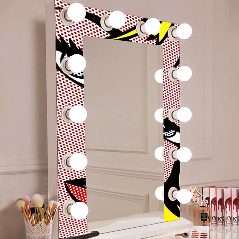 75x90cm illuminated Hollywood make-up mirror with digital printing