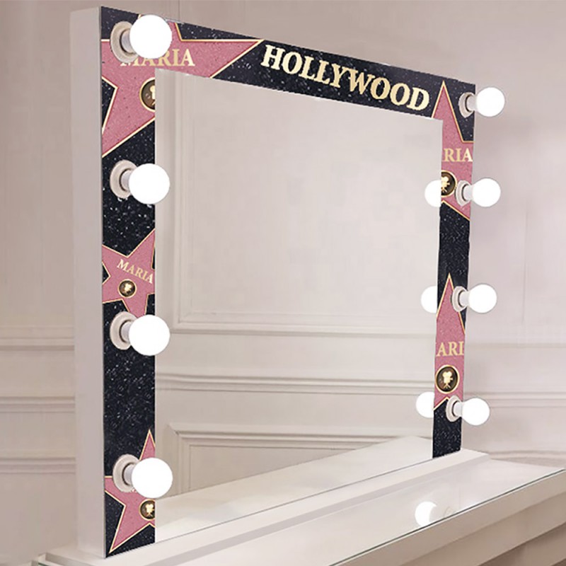 Καθρέπτης hollywood 90x70cm με φωτισμό για μακιγιάζ make up με το όνομα σας