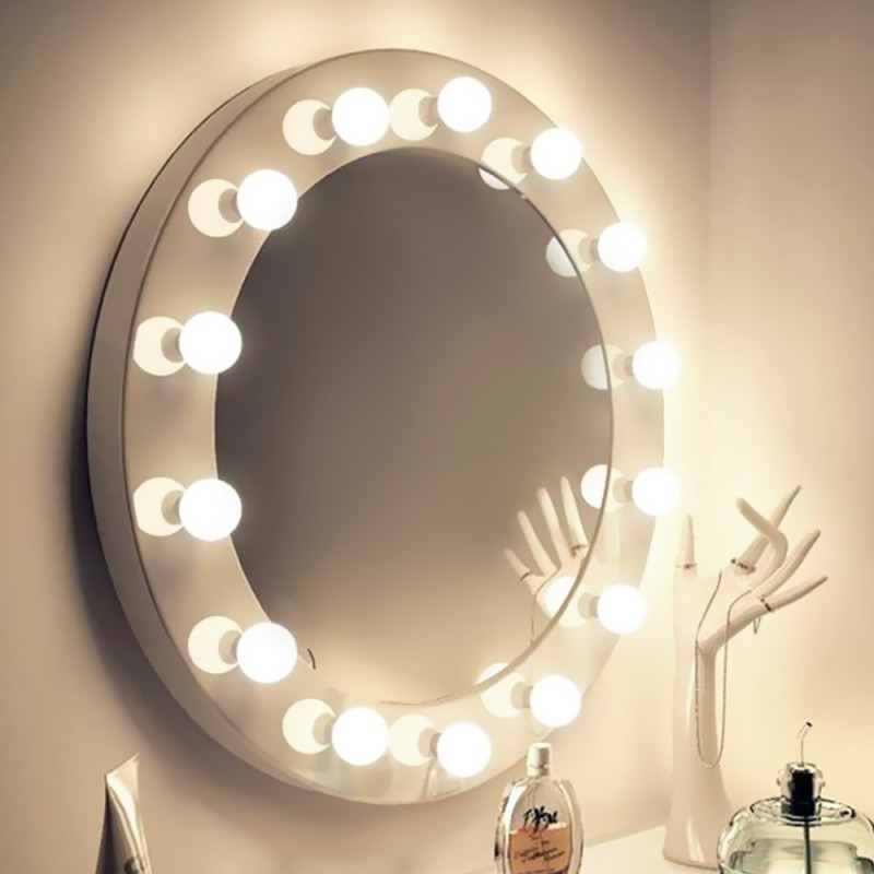 Round mirror Ø80cm with lighting for Hollywood make-up