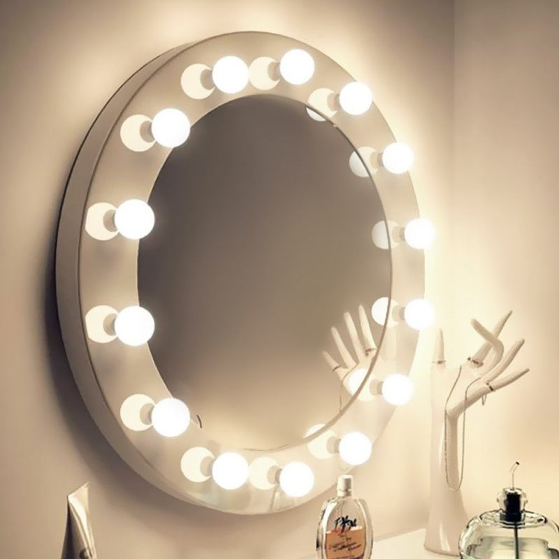 Round mirror Ø80cm with lighting for Hollywood make-up