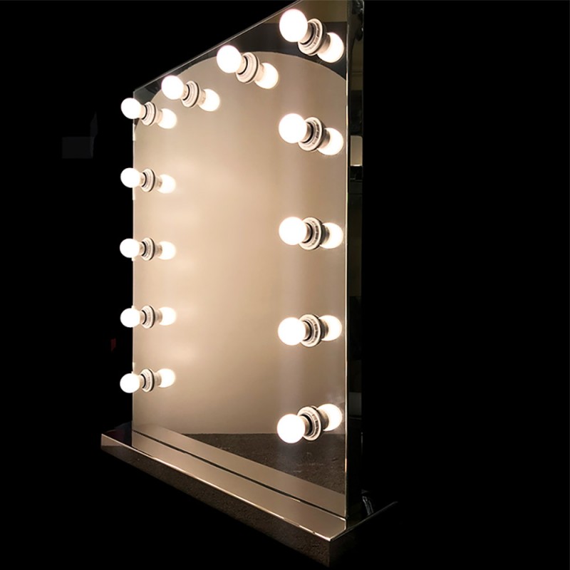 Καθρέπτης ΙΝΟΧ 70x90cm με φωτισμό για μακιγιάζ Hollywood make up