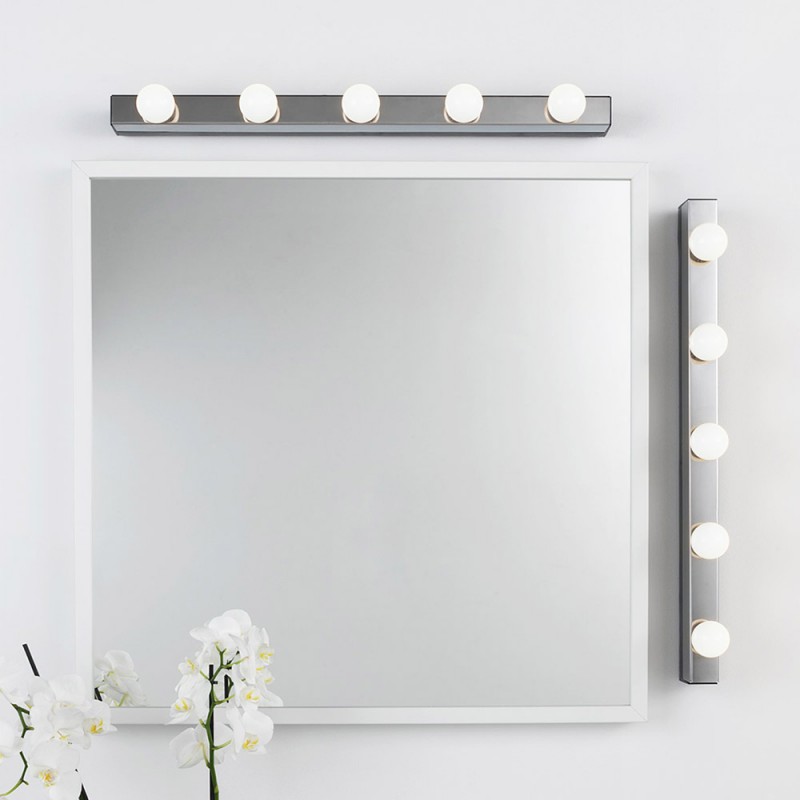 Καθρέπτης τοίχου 80x60cm με λευκά φωτιστικά για μακιγιάζ Hollywood make up
