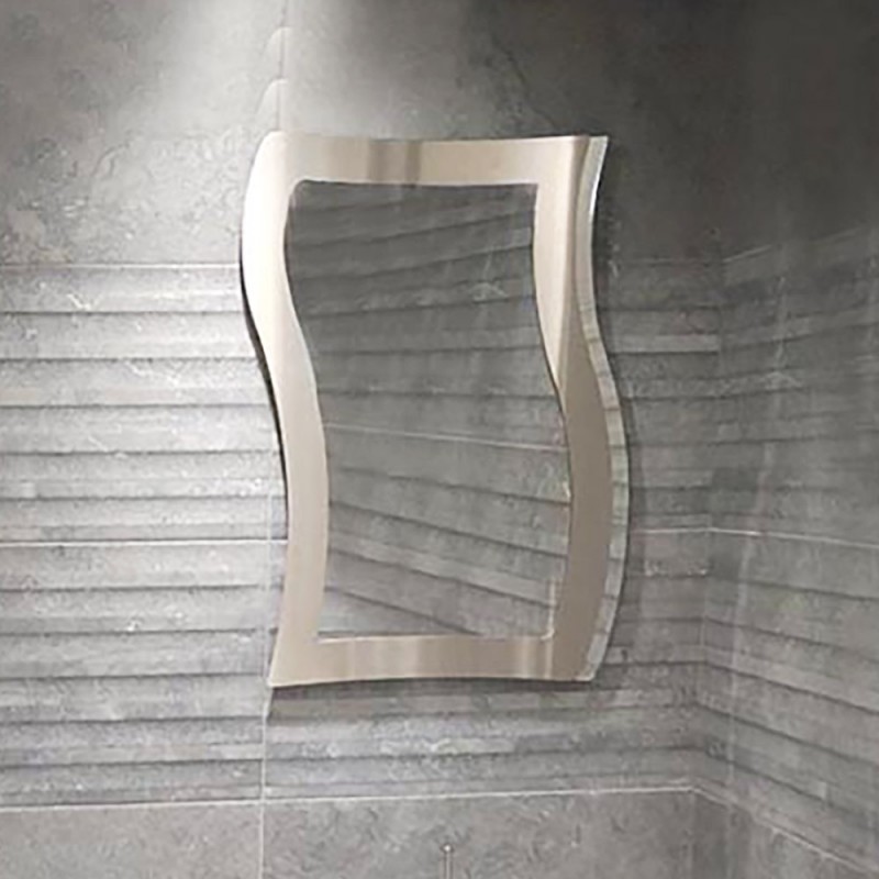 Stainless 50x63cm steel bathroom mirror in S shape