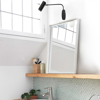Καθρέπτης μπάνιου με μεταλλικό πλαίσιο 45x90cm από λευκή χαλύβδινη λάμα με φωτιστικό