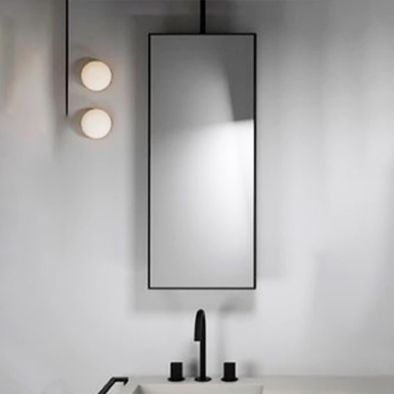 Hanging ceiling mirror 45x90cm with metal frame with shaft only on top