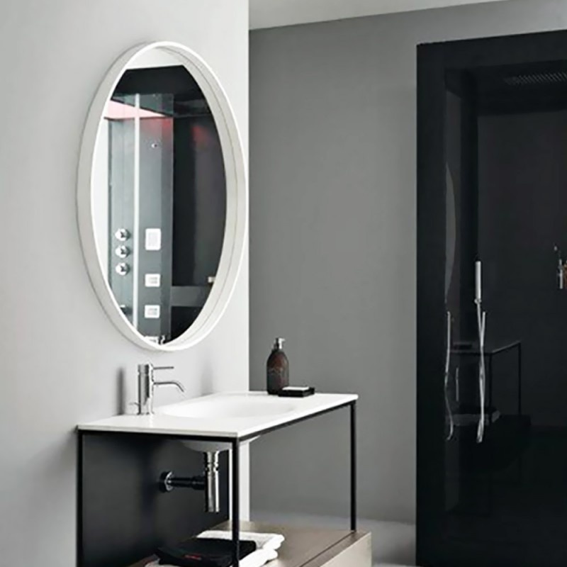Καθρέπτης με μαύρη ή λευκή λάμα χάλυβα, τοίχου στρογγυλός Φ50cm - Φ120cm