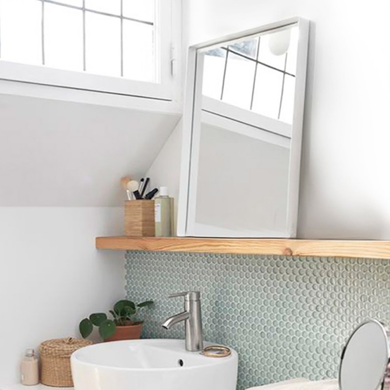 Καθρέπτης μπάνιου με μεταλλικό πλαίσιο 45x90cm από λευκή χαλύβδινη λάμα 