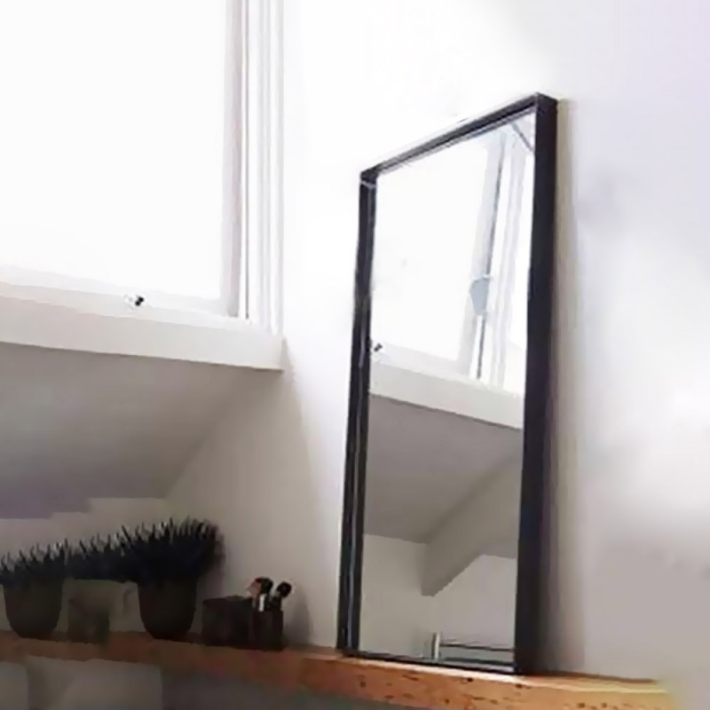Καθρέπτης μπάνιου με μεταλλικό πλαίσιο 45x90cm από μαύρη χαλύβδινη λάμα 