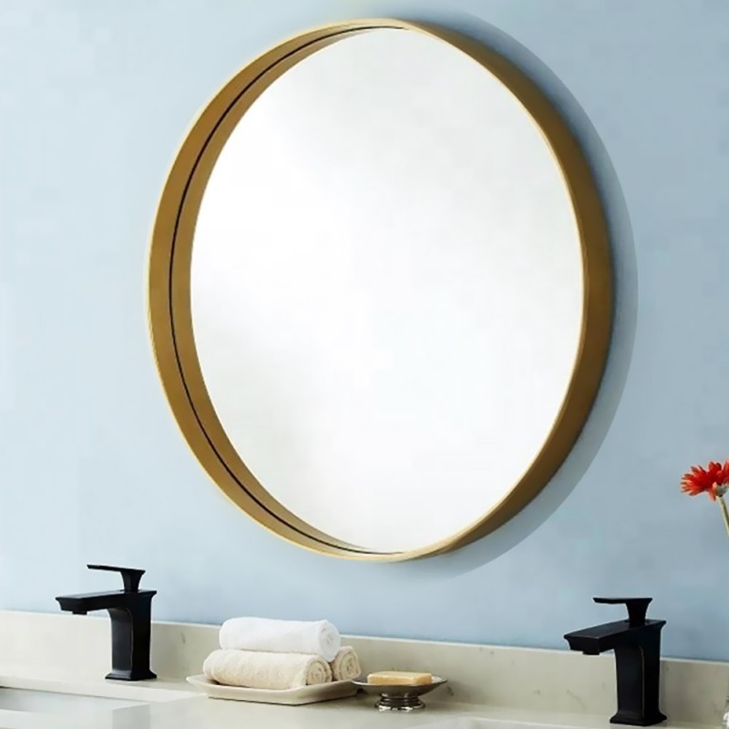 Round wall mirror Ø50cm - Ø90cm with golden steel blade