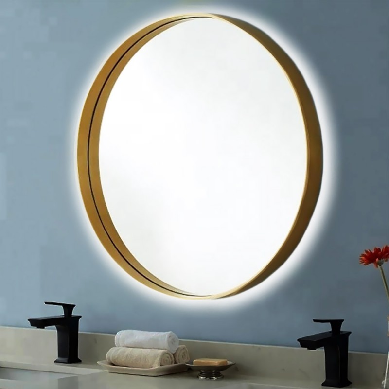 Round wall mirror Ø50cm - Ø90cm with golden steel blade