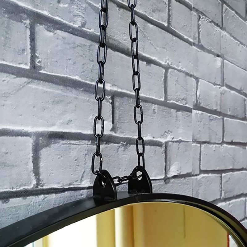 Καθρέπτης led μπάνιου στρογγυλός Φ60cm - Φ80cm κρεμαστός με αλυσίδα σε μαύρο χρώμα