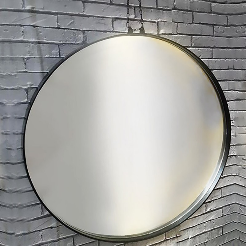 Καθρέπτης μπάνιου στρογγυλός Φ60cm - Φ80cm κρεμαστός με αλυσίδα σε μαύρο χρώμα