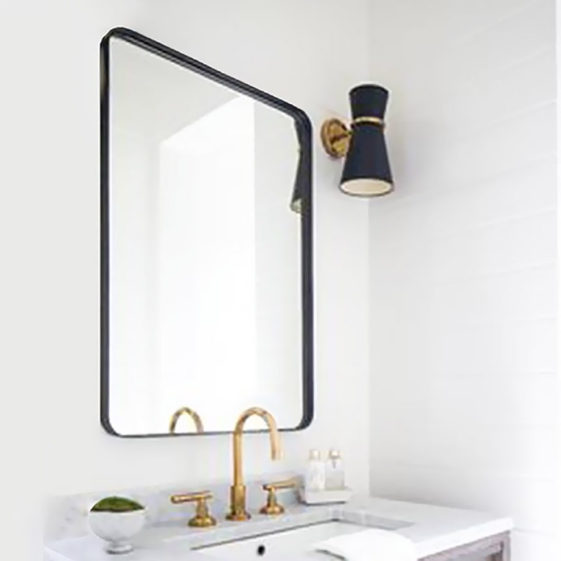 Καθρέπτης τοίχου μπάνιου 60x80cm με στρογγυλεμένες γωνίες από μαύρη λάμα χάλυβα