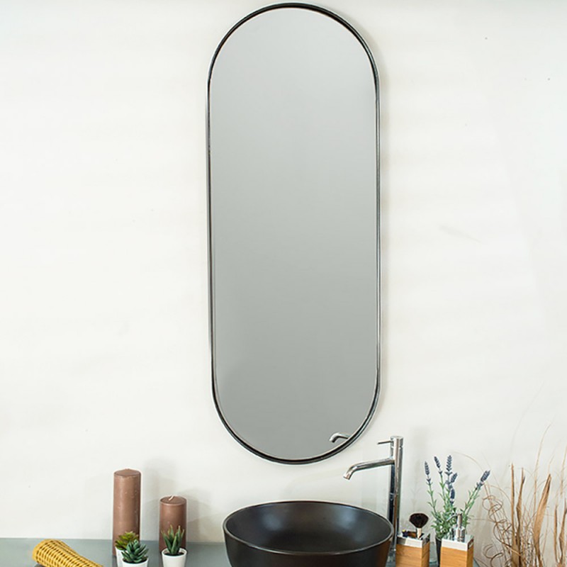  Oval capsule mirror 40x80cm - 45x90cm with metal frame made of black lamina steel