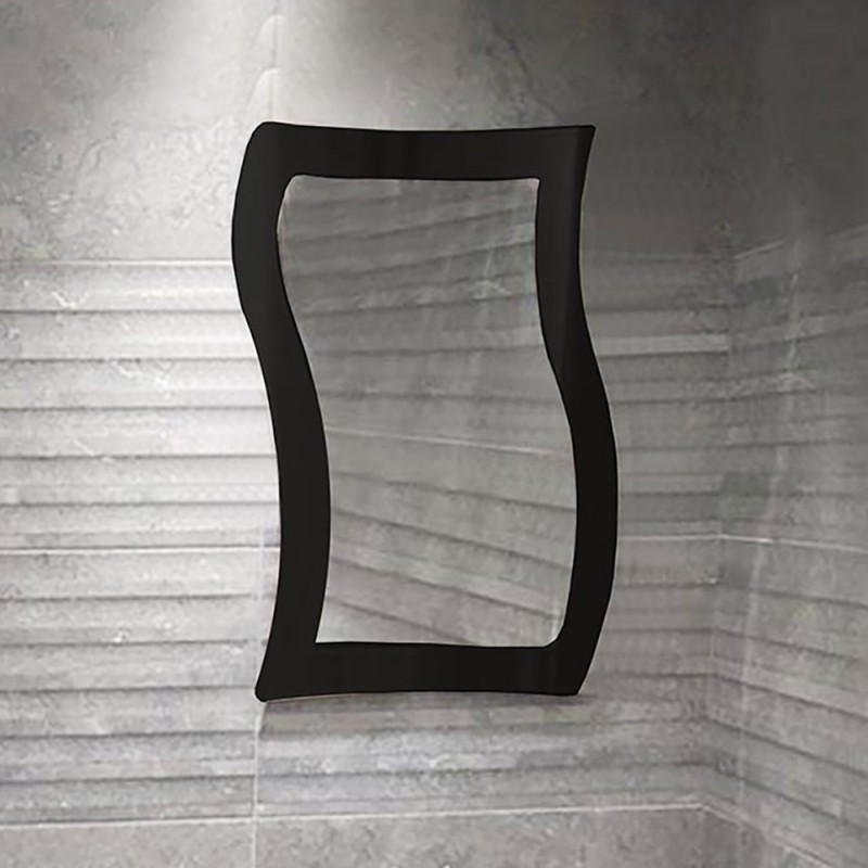 Stainless 50x63cm steel bathroom mirror in S shape