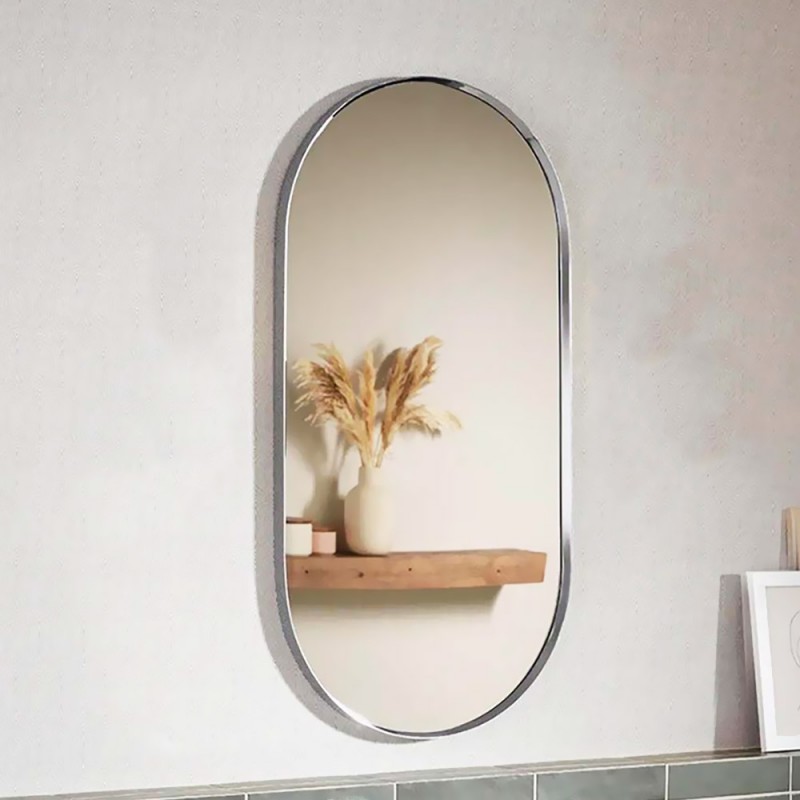 Καθρέπτης τοίχου οβάλ κάψουλα 45x90cm ανοξείδωτο, χρυσό ή ρόζ γυαλιστερό