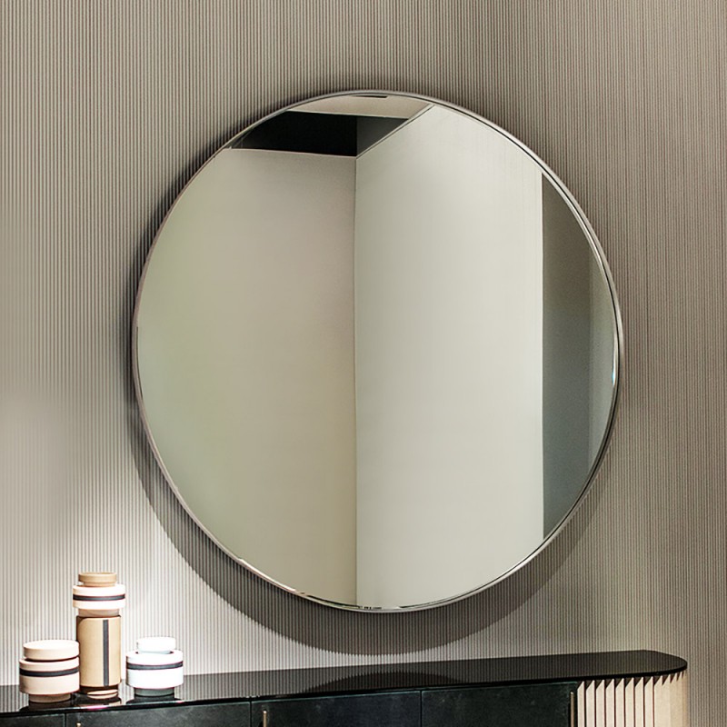 Καθρέπτης τοίχου στρογγυλός Φ60cm - Φ80cm με ορειχάλκινη λάμα σε χρώμιο
