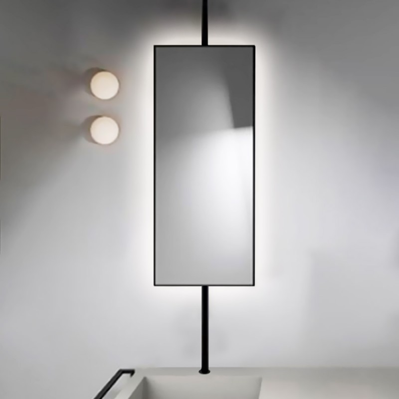 Metal mirror fixed or rotating 45x90cm with up-down axis