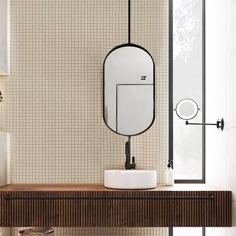 Mirror metal oval capsule 45x90cm with axis up and down