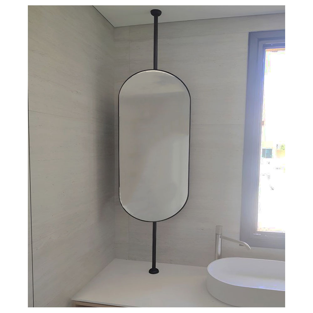 Mirror metal oval capsule 45x90cm with axis up and down
