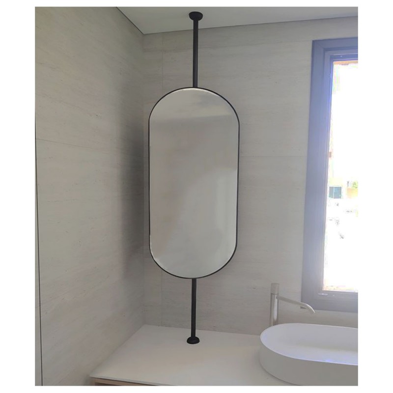 Mirror metal oval capsule 45x90cm with axis up and down