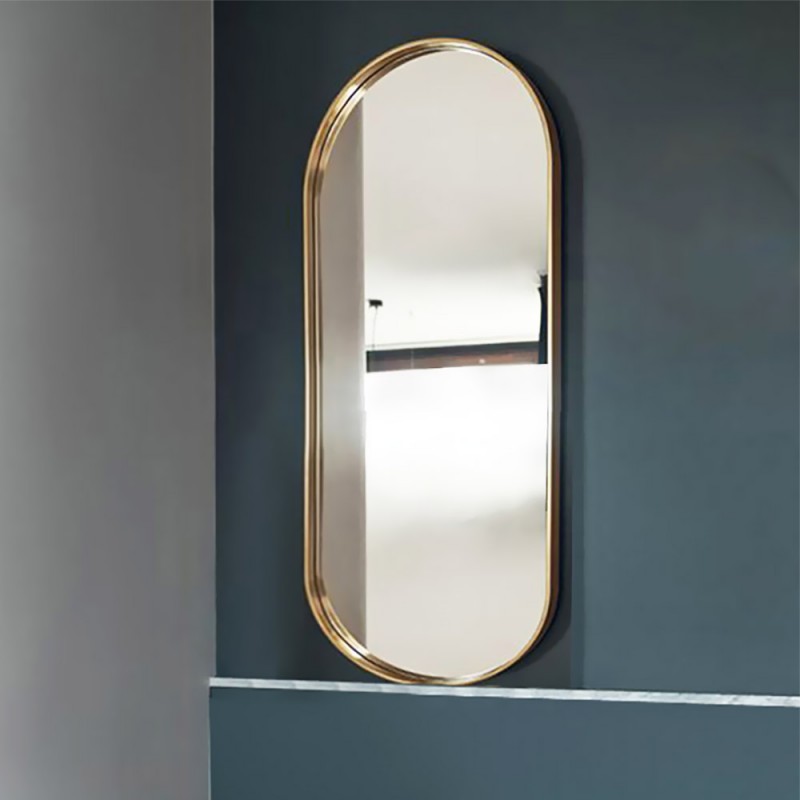 Καθρέπτης τοίχου οβάλ κάψουλα 45x90cm ανοξείδωτο γυαλιστερό ή χρυσό γυαλιστερό