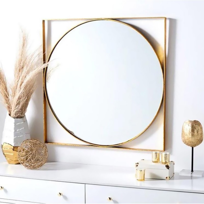 Καθρέπτης τοίχου Φ70cm - Φ80cm - Φ90cm με χρυσό μεταλλικό πλαίσιο