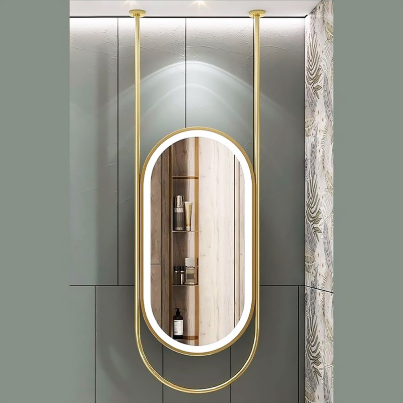 Mirror metal oval capsule 45x90cm with two axes and sandblasting