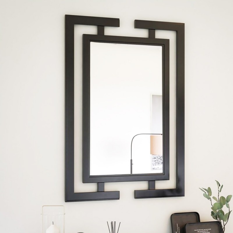 Καθρέπτης τοίχου με μαύρη λάμα χάλυβα 70x90cm