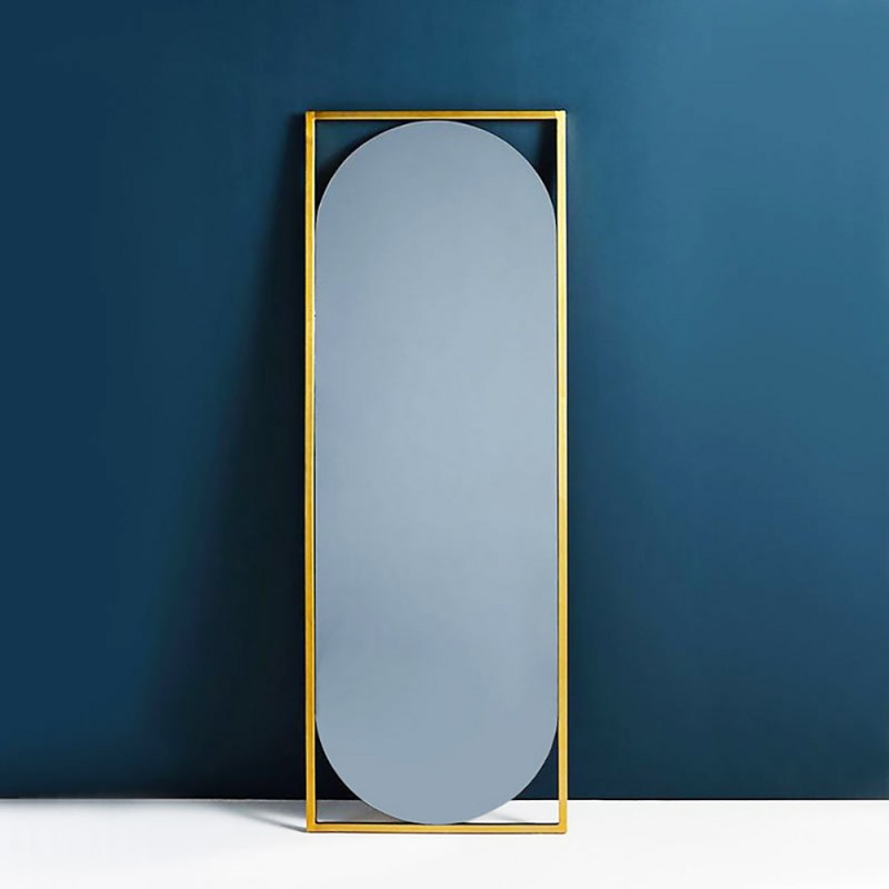 Καθρέπτης ολόσωμος σαλονιού τοίχου 60x180cm οβάλ με χρυσό μεταλλικό πλαίσιο