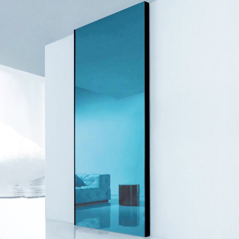 Μπλε καθρέπτης σαλονιού 80x225cm με μαύρο πλαίσιο αλουμινίου