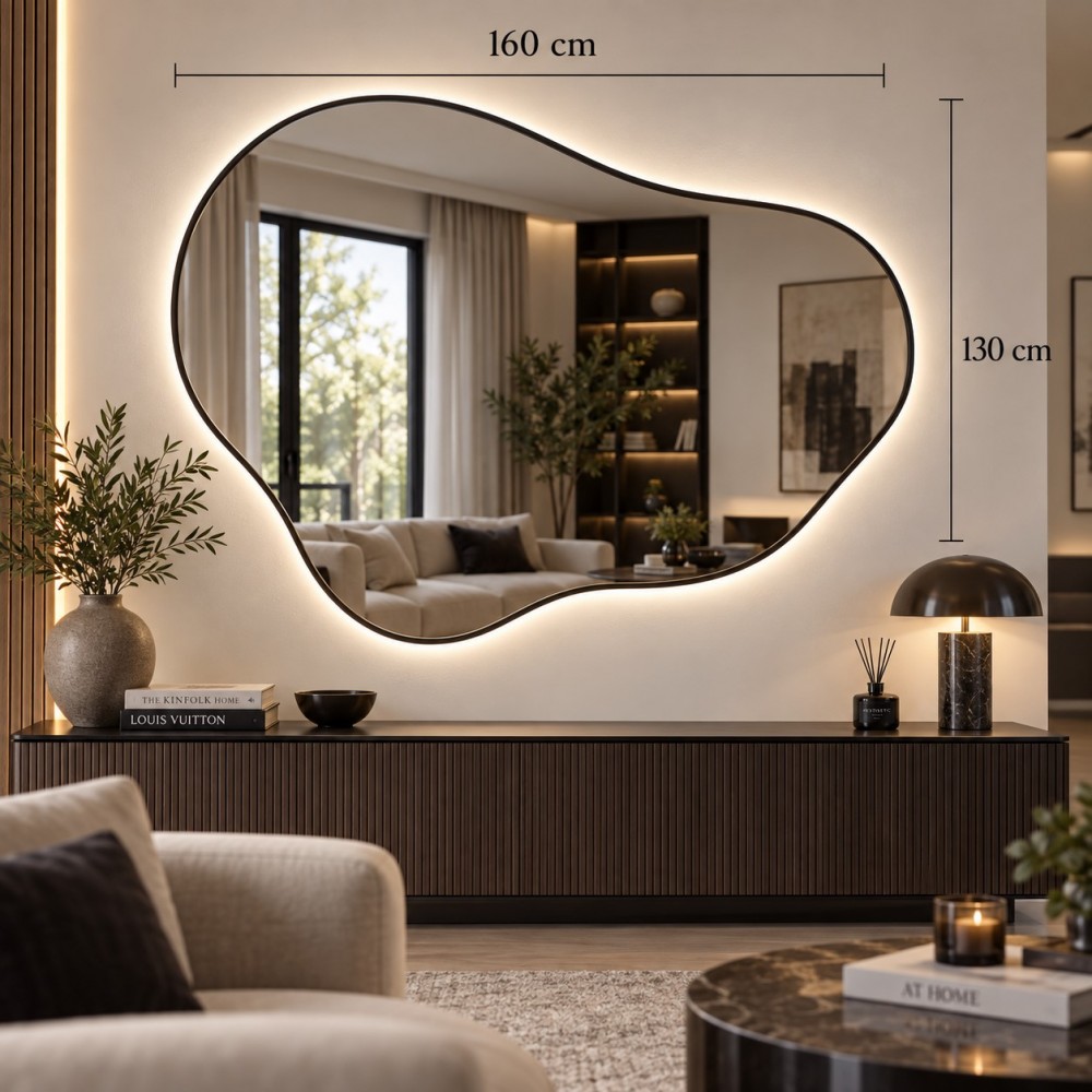 Καθρέπτης 160x130cm με μεταλλικό πλαίσιο σε ακανόνιστο σχήμα