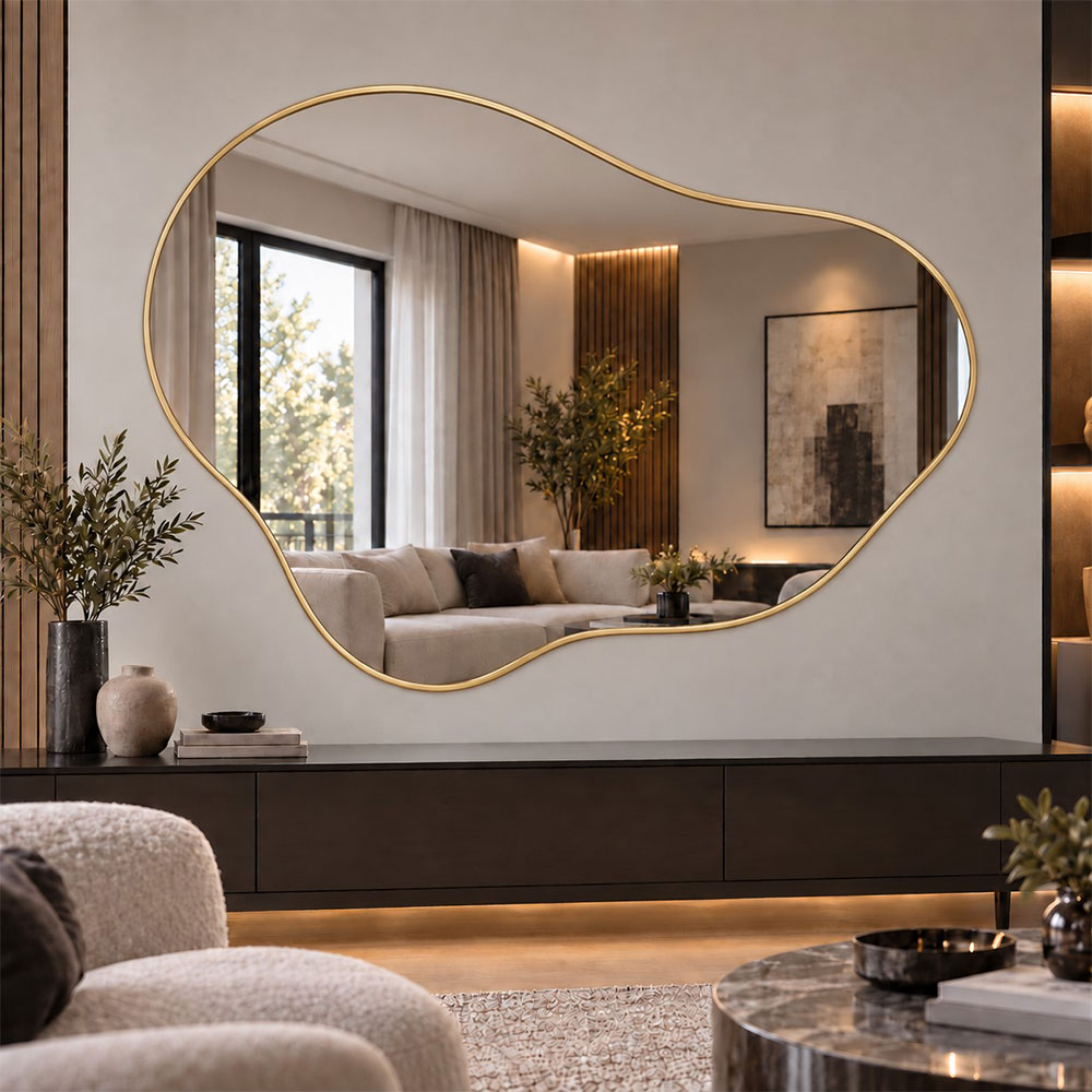 Καθρέπτης 160x130cm με μεταλλικό πλαίσιο σε ακανόνιστο σχήμα