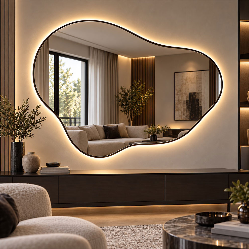 Καθρέπτης 160x130cm με μεταλλικό πλαίσιο σε ακανόνιστο σχήμα