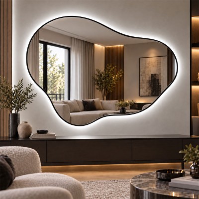 Καθρέπτης 160x130cm με μεταλλικό πλαίσιο σε ακανόνιστο σχήμα 