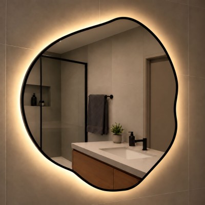 Καθρέπτης 70x70cm-80x80cm-90x90cm  με μεταλλικό πλαίσιο σε ακανόνιστο σχήμα 