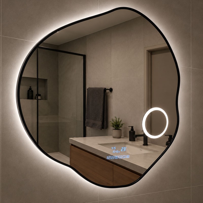 Καθρέπτης 70x70cm-80x80cm-90x90cm  με μεταλλικό πλαίσιο σε ακανόνιστο σχήμα 