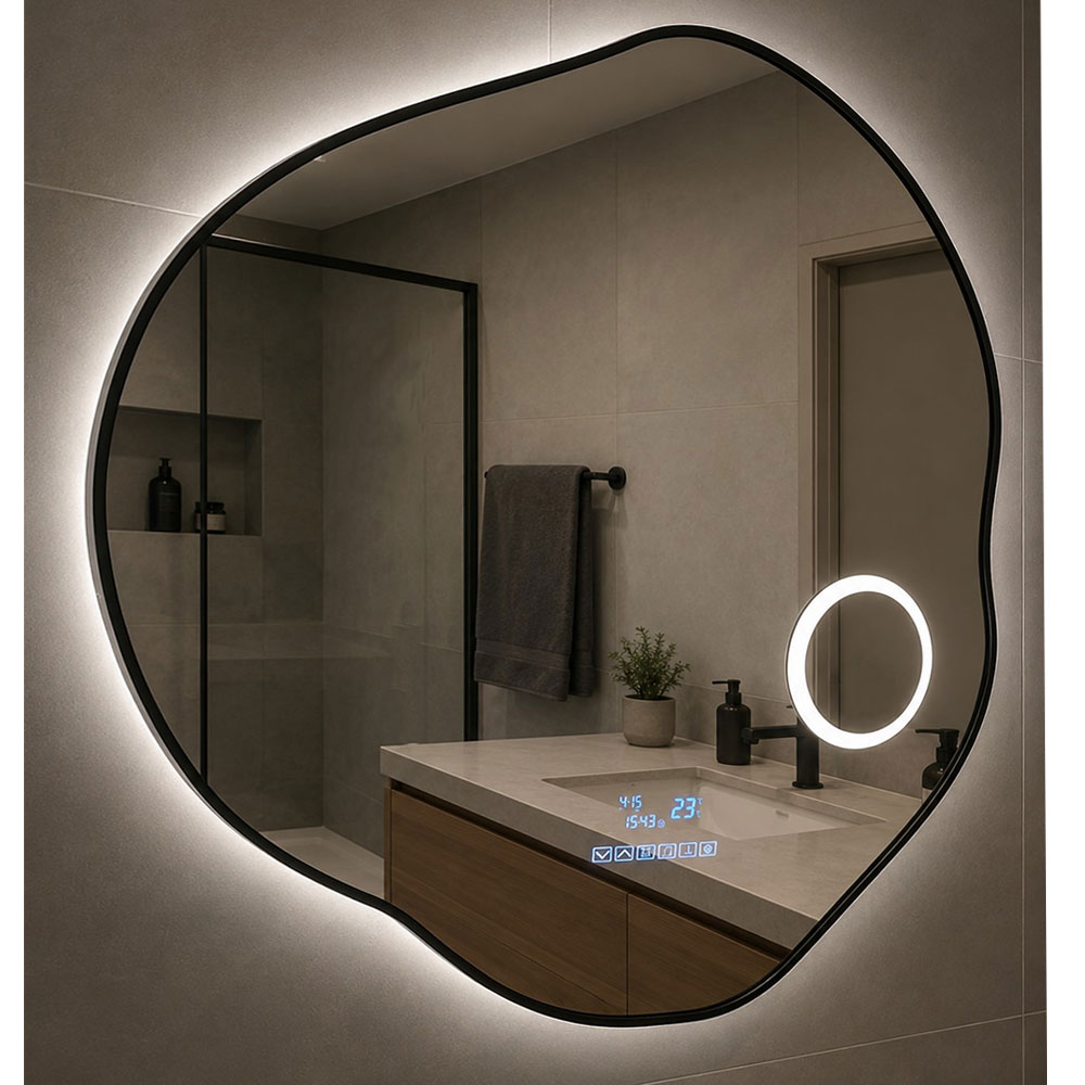 Καθρέπτης 70x70cm-80x80cm-90x90cm  με μεταλλικό πλαίσιο σε ακανόνιστο σχήμα