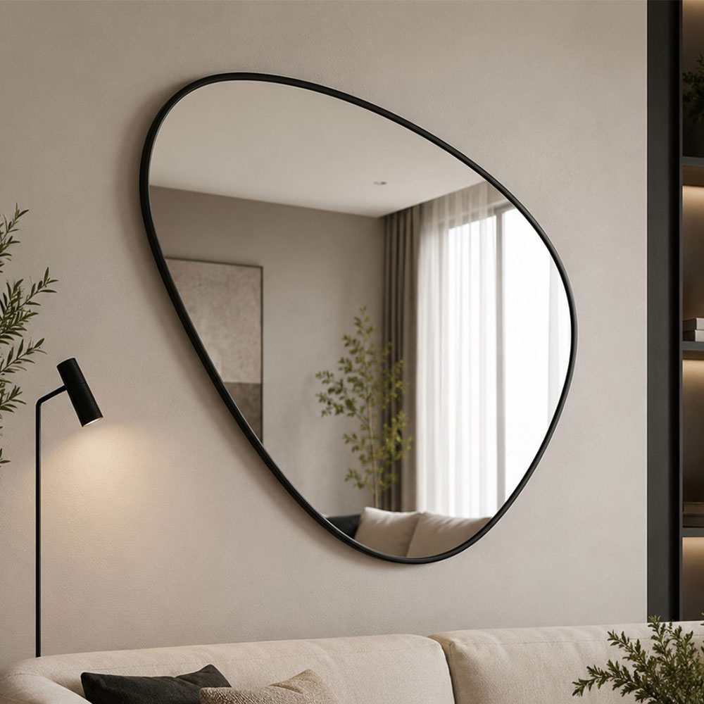 Καθρέπτης με μεταλλικό πλαίσιο 53x75cm σε σχήμα βότσαλο Νο4