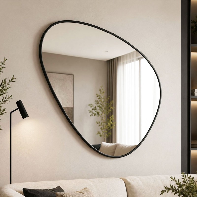 Καθρέπτης με μεταλλικό πλαίσιο 53x75cm - 106x150cm σε σχήμα βότσαλο Νο4 