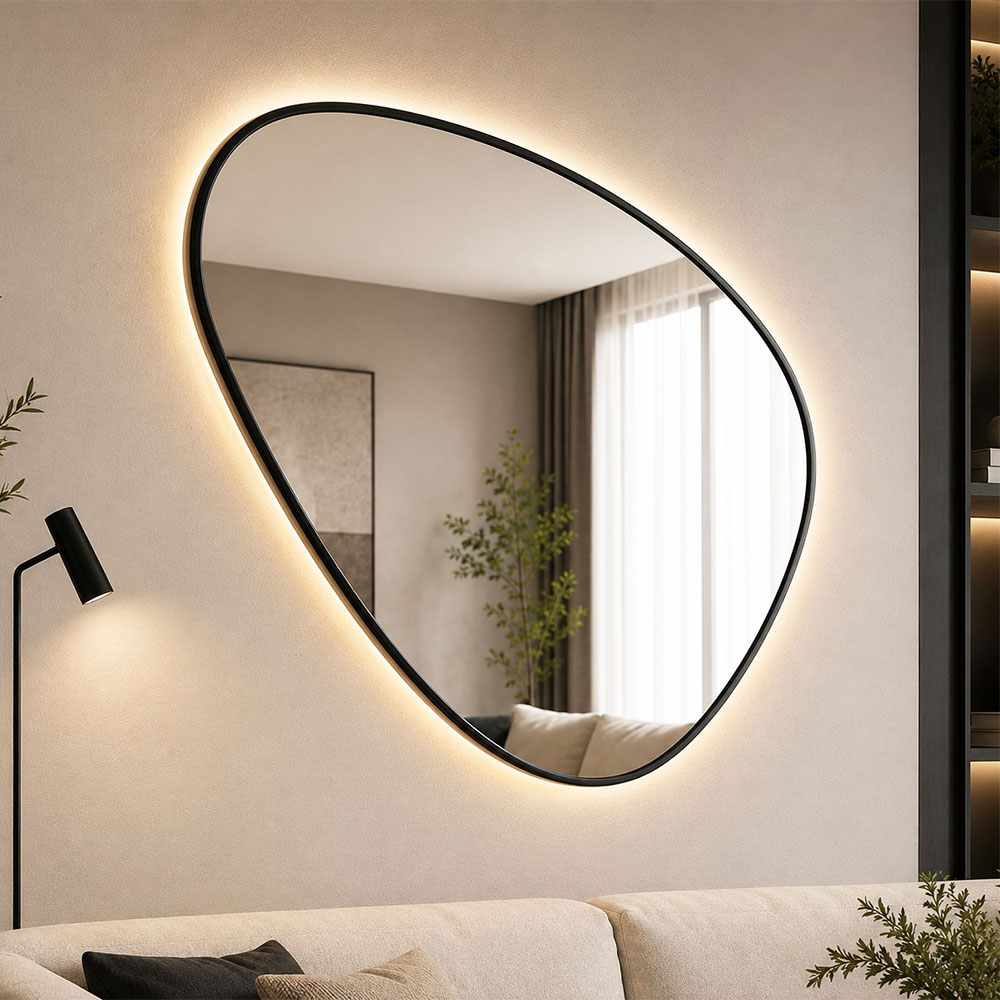 Καθρέπτης με μεταλλικό πλαίσιο 53x75cm - 106x150cm σε σχήμα βότσαλο Νο4
