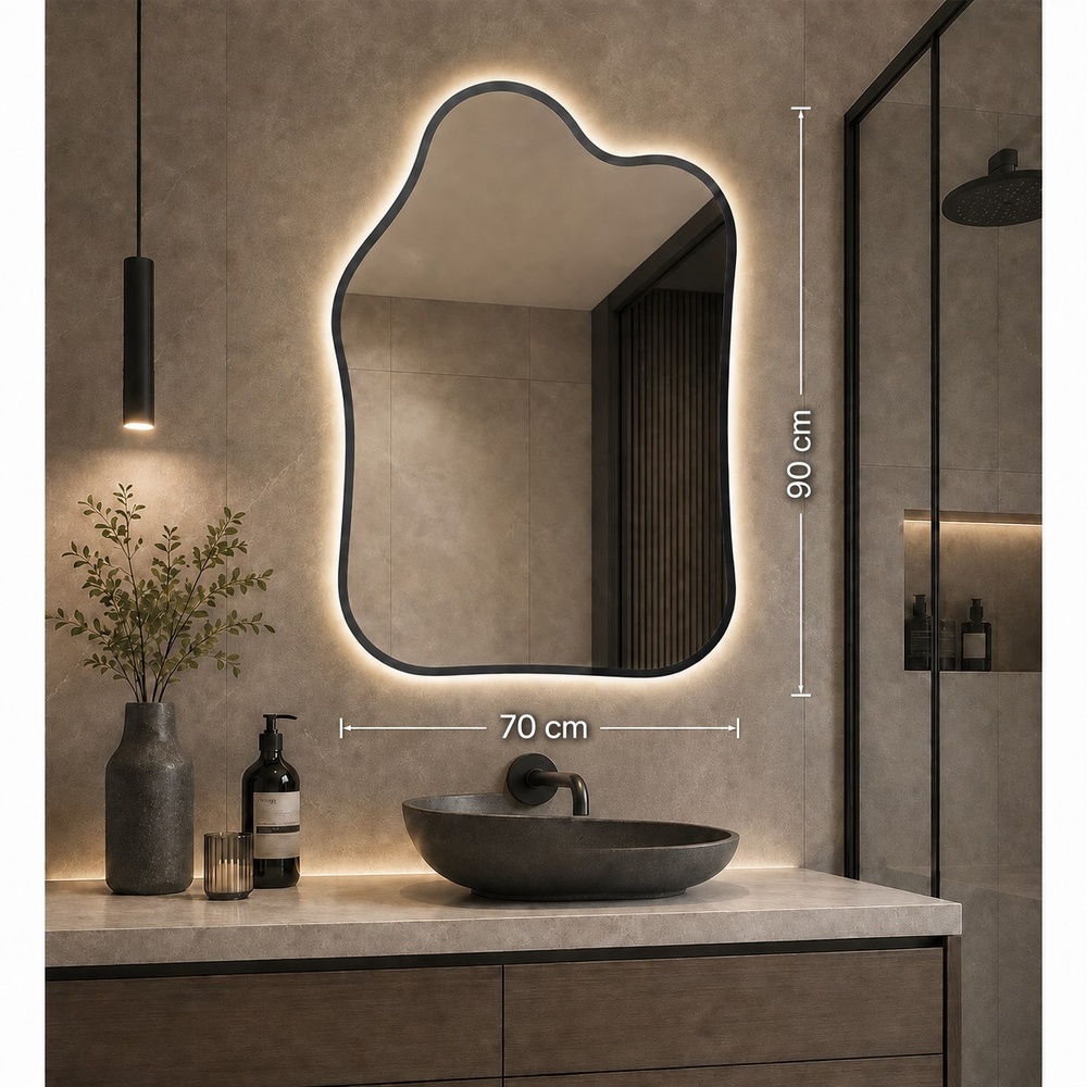 Καθρέπτης 70x90cm με μεταλλικό πλαίσιο σε ακανόνιστο σχήμα
