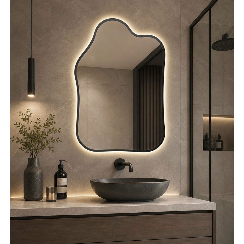 Καθρέπτης 70x90cm με μεταλλικό πλαίσιο σε ακανόνιστο σχήμα 