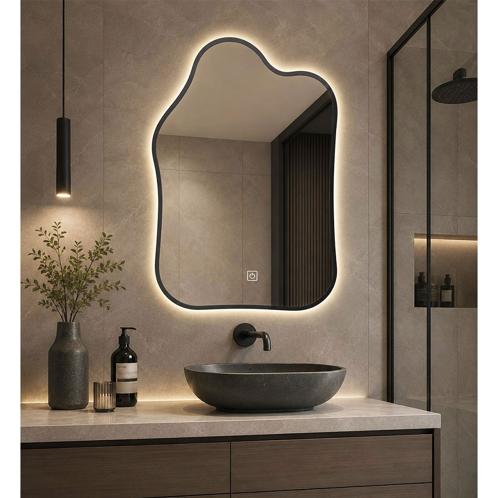 Καθρέπτης 70x90cm με μεταλλικό πλαίσιο σε ακανόνιστο σχήμα