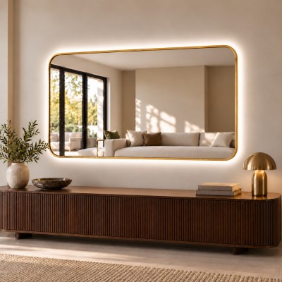 Καθρέπτης με μεταλλικό πλαίσιο 160x90cm με στρογγυλεμένες άκρες