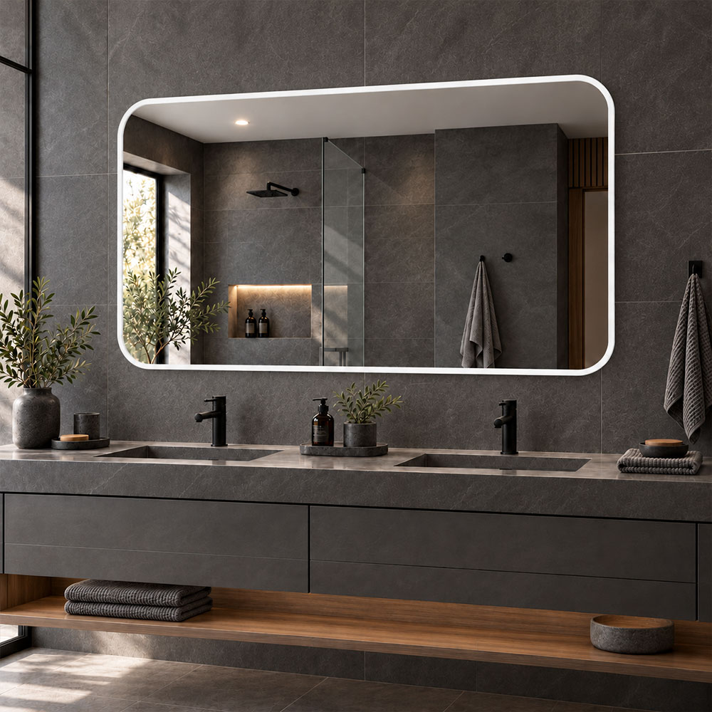 Καθρέπτης με μεταλλικό πλαίσιο 160x90cm με στρογγυλεμένες άκρες