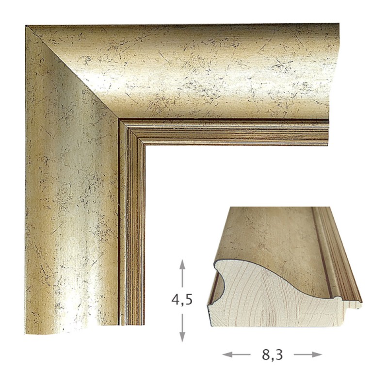  Mirror with wooden silver-gold frame 60x80cm