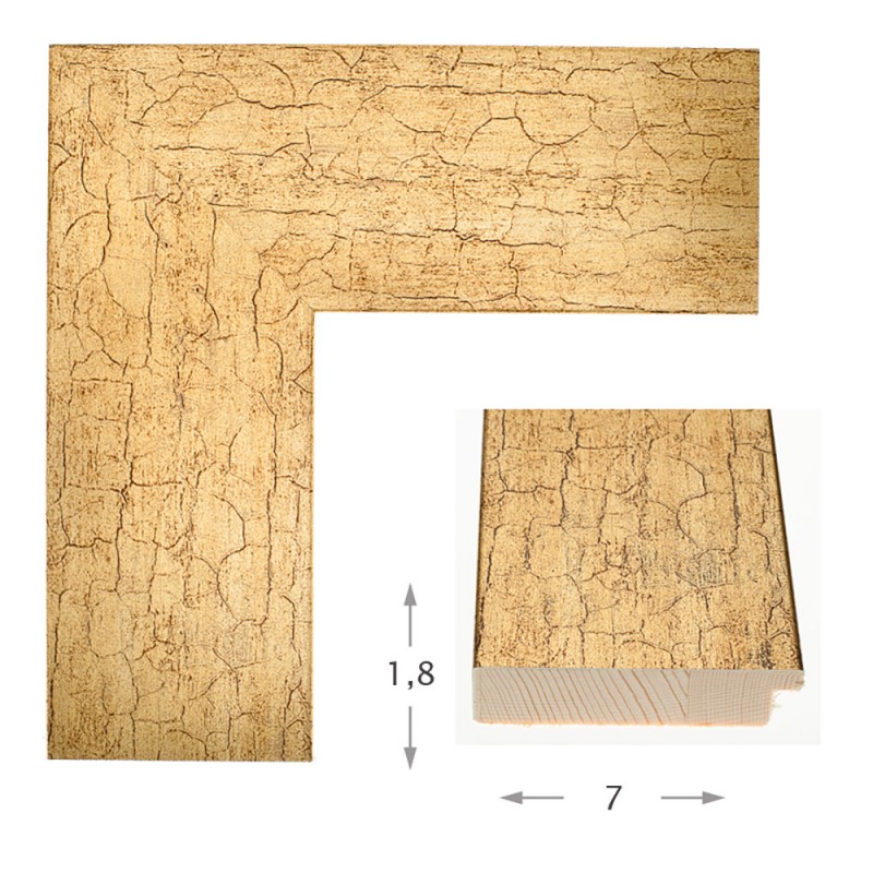  Mirror with wooden golden crackle frame 60x80cm